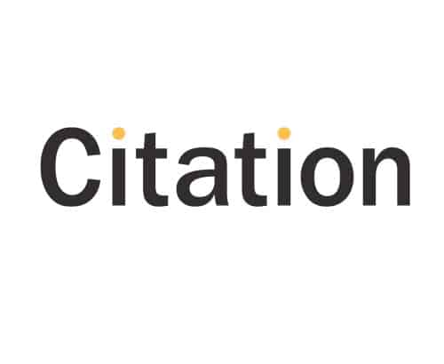 Citation black text with yellow dots on the I's